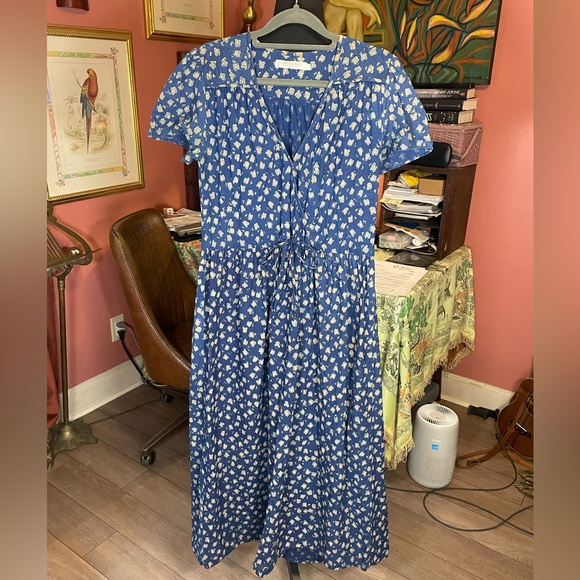 Christy Dawn Dawn Midi Dress in Floral Blue Print. Size Small. Retail $198 - Picture 1 of 6